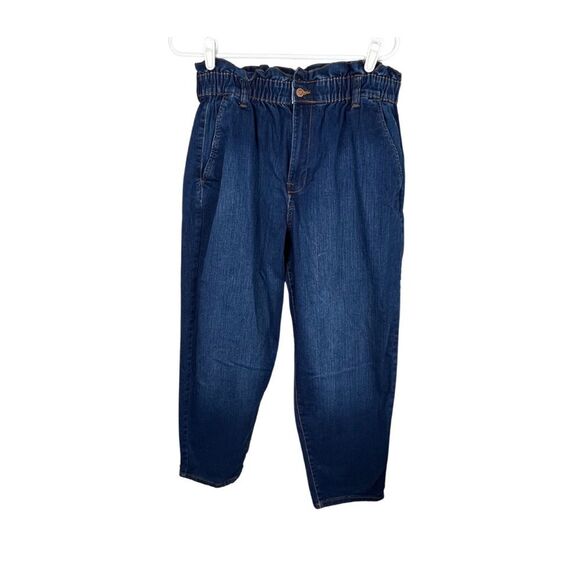 No Boundries paper bag dark wash high waisted jeans relaxed size 15/17 - Picture 1 of 4
